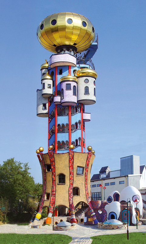 The Hundertwasser tower, designed by Austrian Friedensreich Hundertwasser, was built in Abensberg, south Germany.