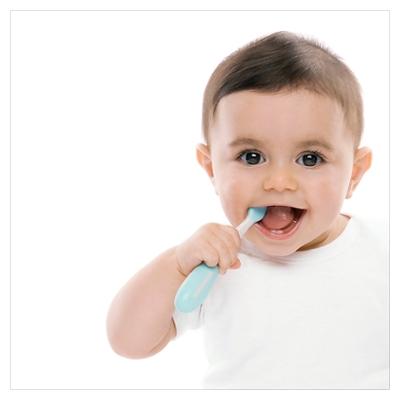 Baby boy with toothbrush