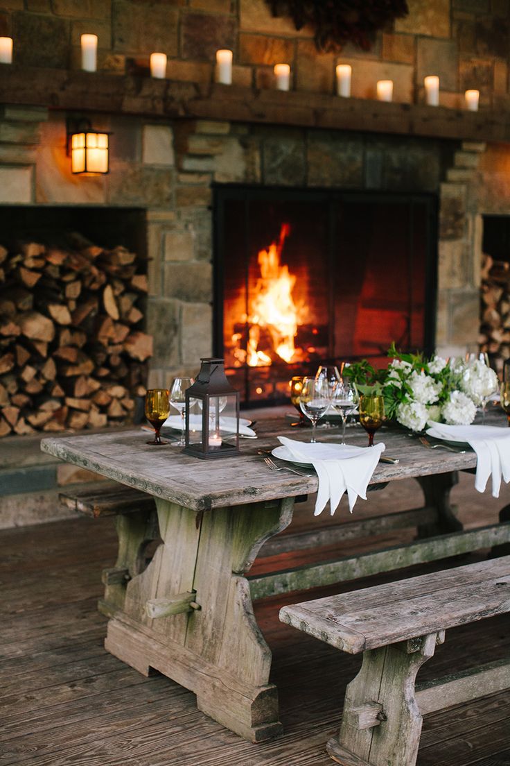 Blackberries farm dining room fireplace