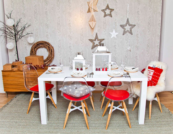 Christmas Table decoration with white lantern