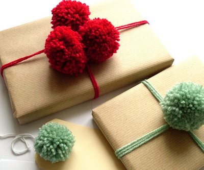 Christmas gift box with pom pom