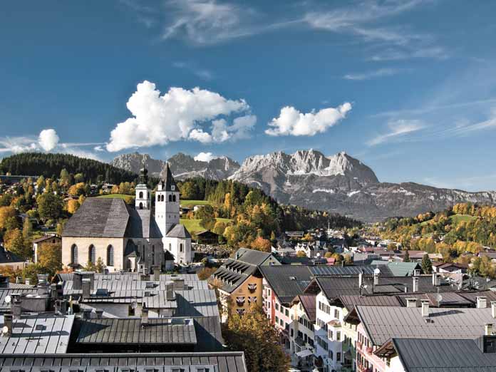 Kitzbuhel city houses in Austria