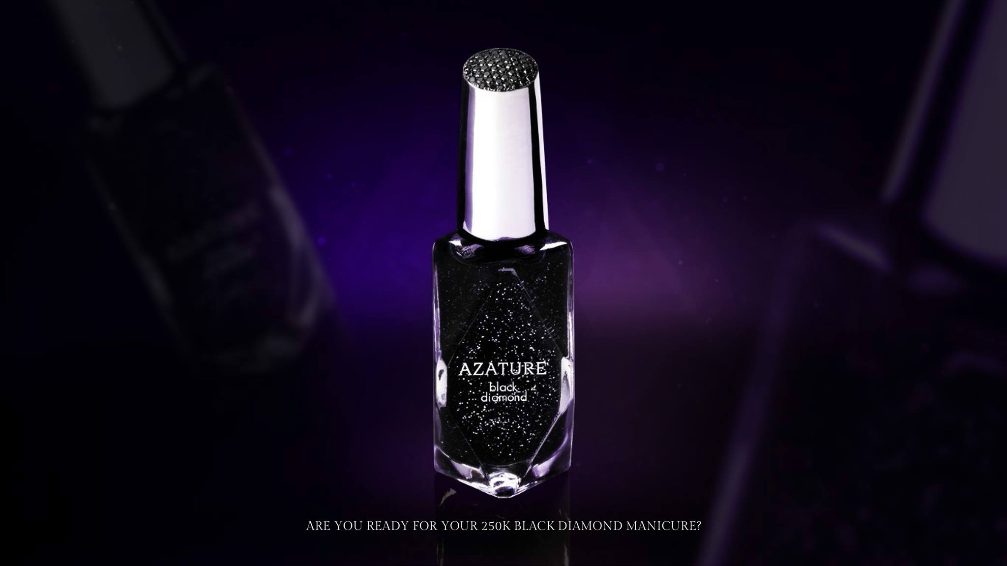 Azature Black Nail Polish with Diamonds