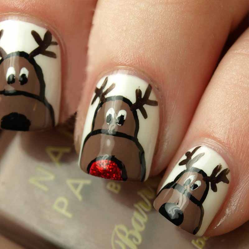 Deer Nail Polish Art Christmas