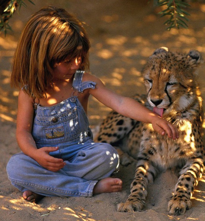 Tippi Degre with leopard