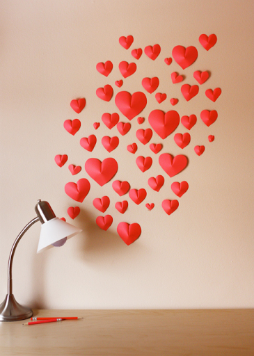 st Valentine's day idea heart paper