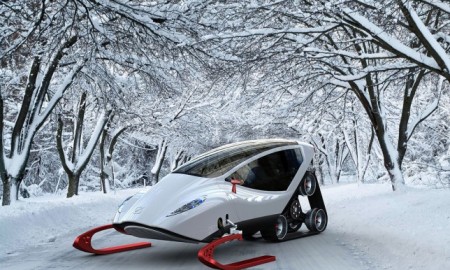 Impressive winter vehicle represents the ideal combination of excellent suspension, ATV features an enclosed cab driver.