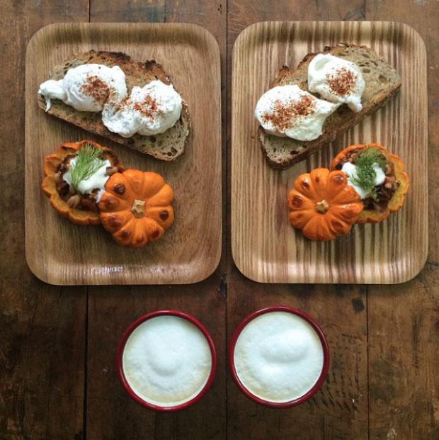 Breakfast cappuccino bread cheese pumpkin