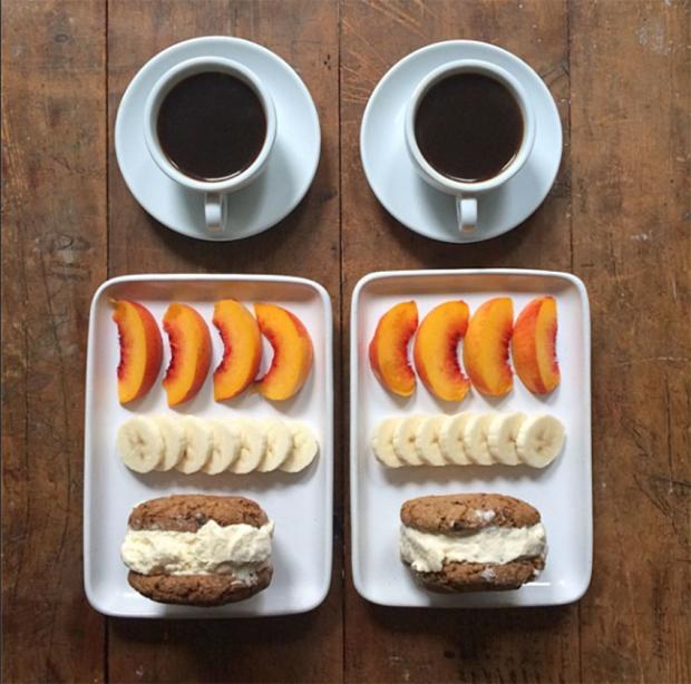  coffee bread peach banana