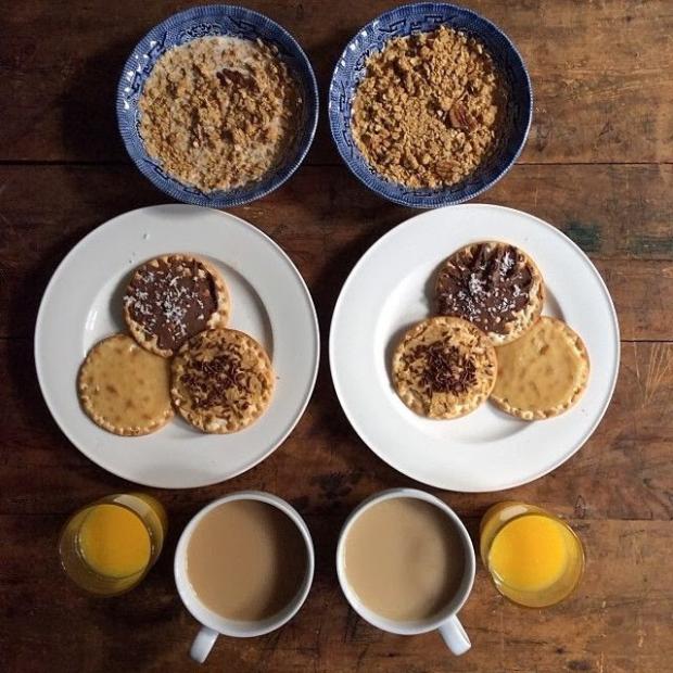 cookies with coffee orange juice and musli