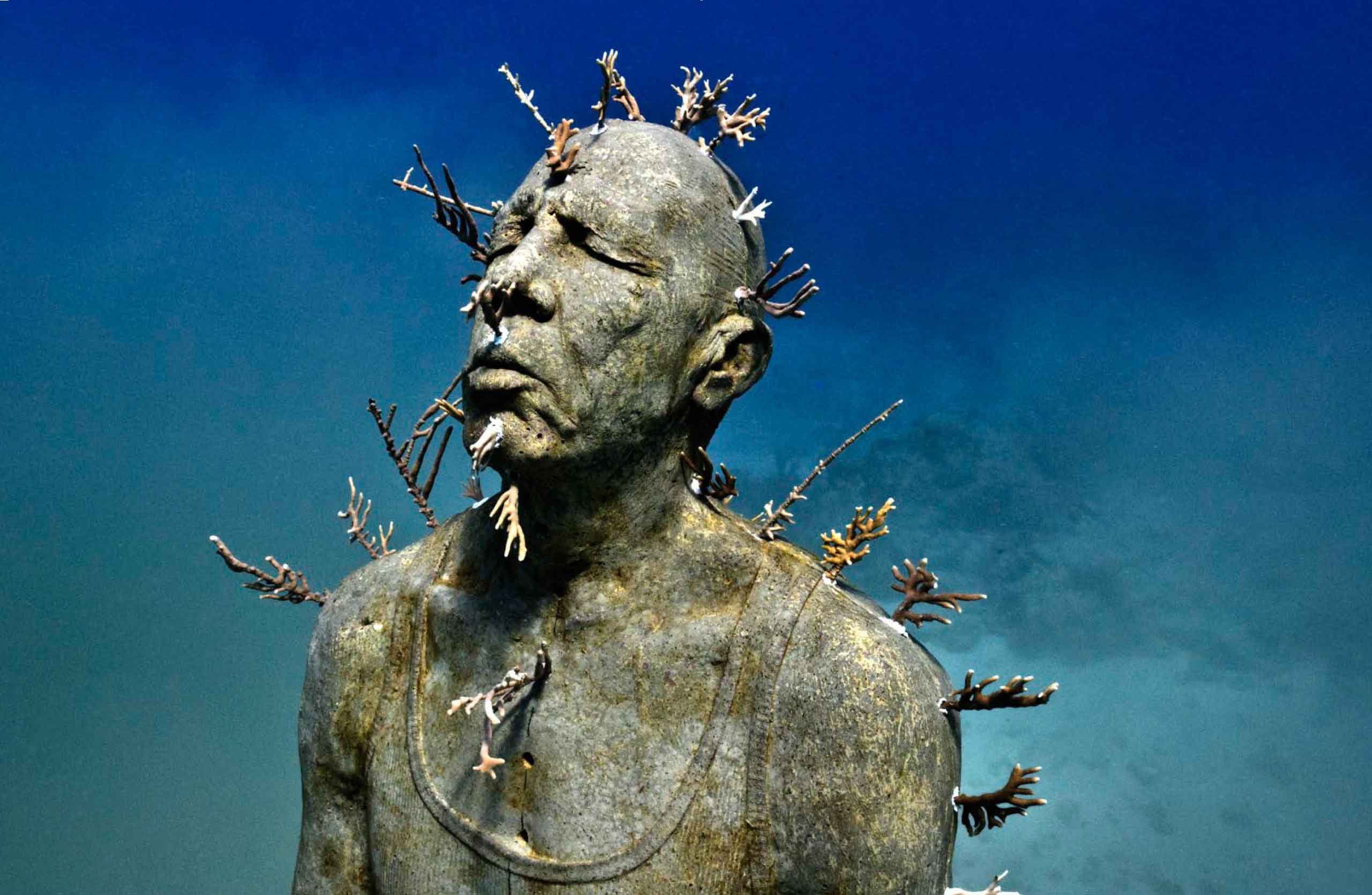 Underwater Museum in Cancun man