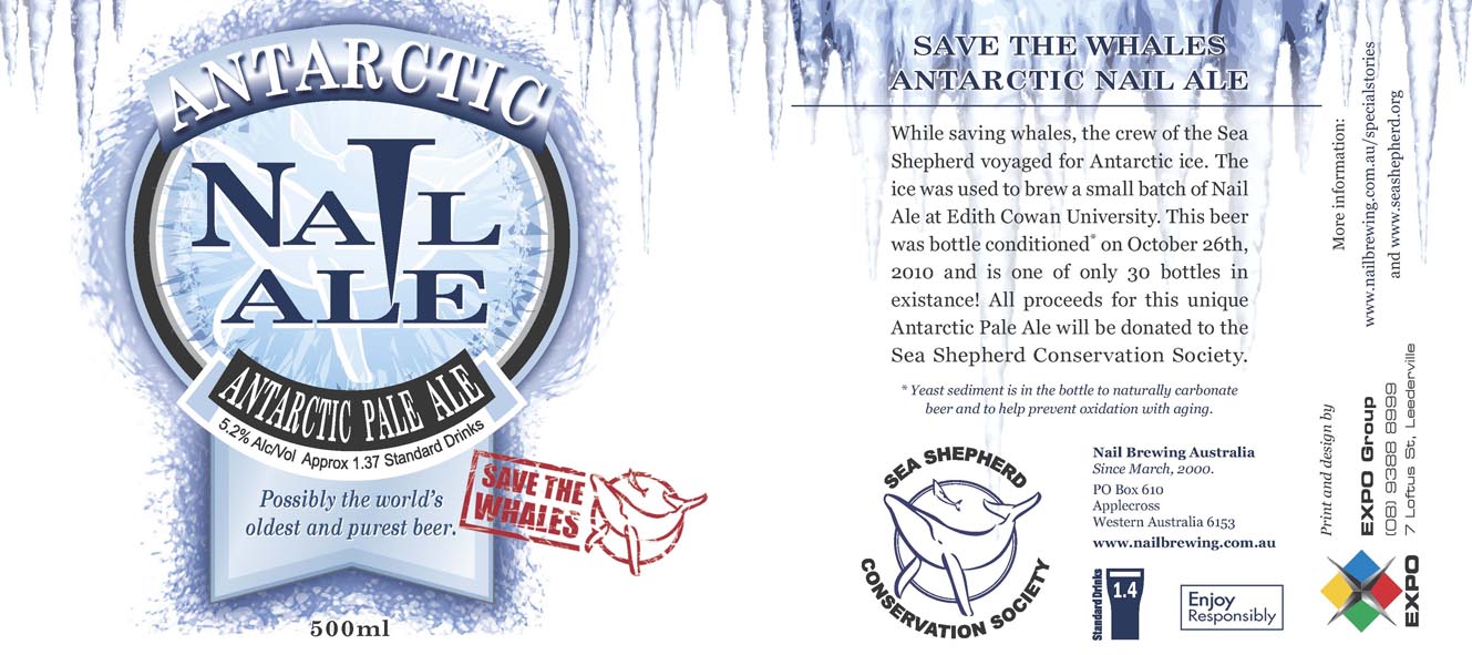 Antarctic_Nail_Label Beer made of Antarctic melted ice