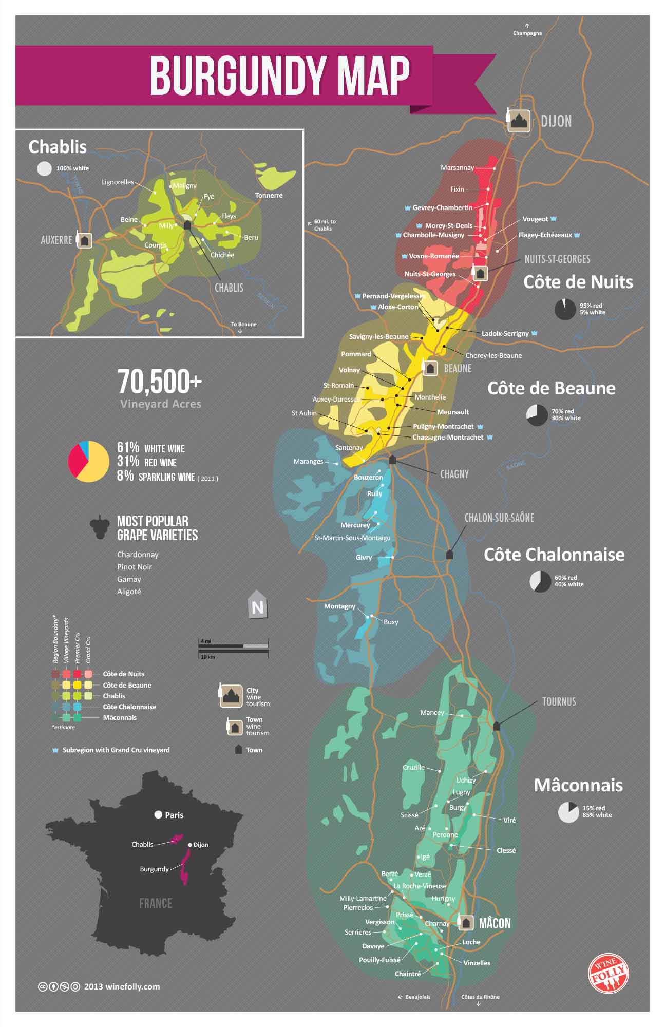 Burgundy wine map 