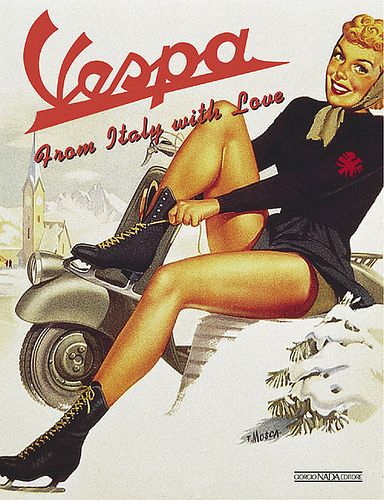 Vespa ad with blonde girl