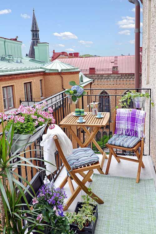 beautiful small balcony with sweet furnitures