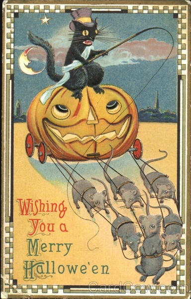 helloween wishing retro post card