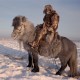 Verkhoyansk, Russia, man on horse, wintertime