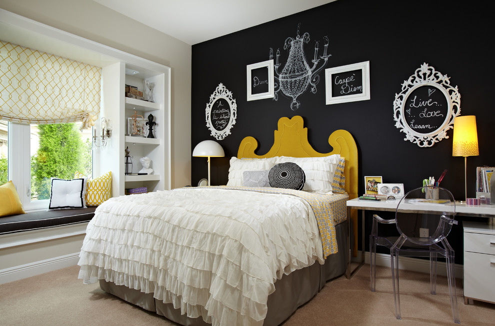 youth-bedroom-designer-eclectic-yellow-black-white-panel-wall