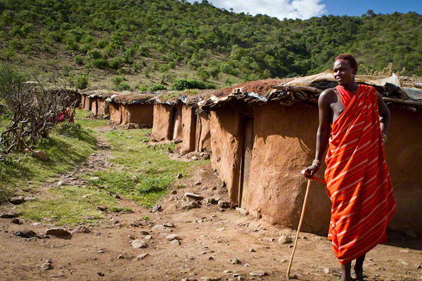 Traditional Maasai Huts build by Maasai women Kenya Africa