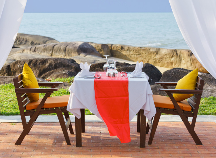 Eclectic garden furniture sets near ocean romantic table for two