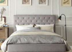 Modern bed with quilted headboard in grey - bedroom luxury beds