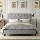 Modern bed with quilted headboard in grey - bedroom luxury beds