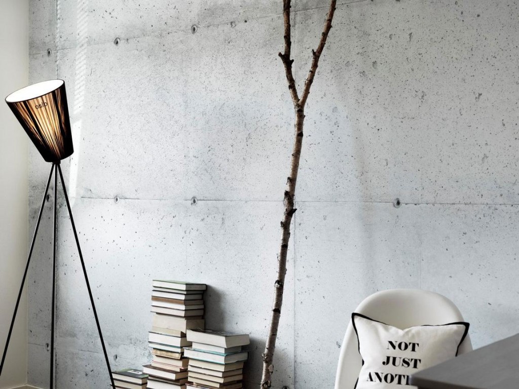 Book Decoration cushions Branch floor lamp lampshade White-Wallpapers in concrete optics industrial style