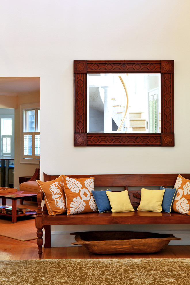 Furniture bench wooden elements wall mirror decoration pillows-hallway Furnishing