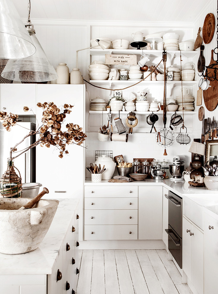 Kitchen open kitchen shelves White Shabby chic modern