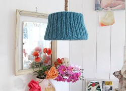 Pendant colorful Shabby Chic knitted lamp shade
