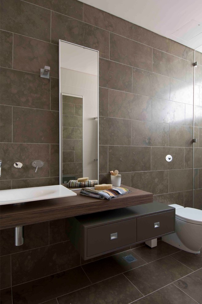 Tiles dark brown modern plain-bathroom furniture