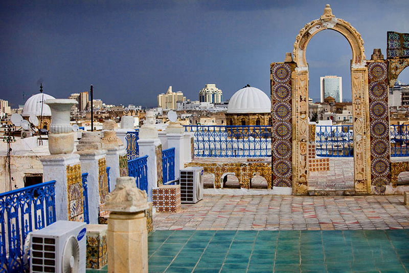 Carthage,-Tunisia-skylike-of-Tunis-Beautiful-architecture-arc-colorful-buildings