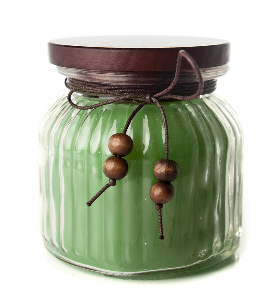 Green Candle in jar-flameless Candles