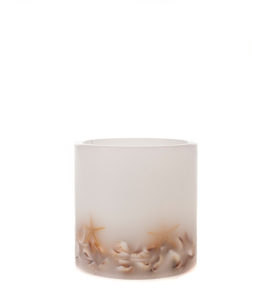 White candle with mussels LED-flameless Candles