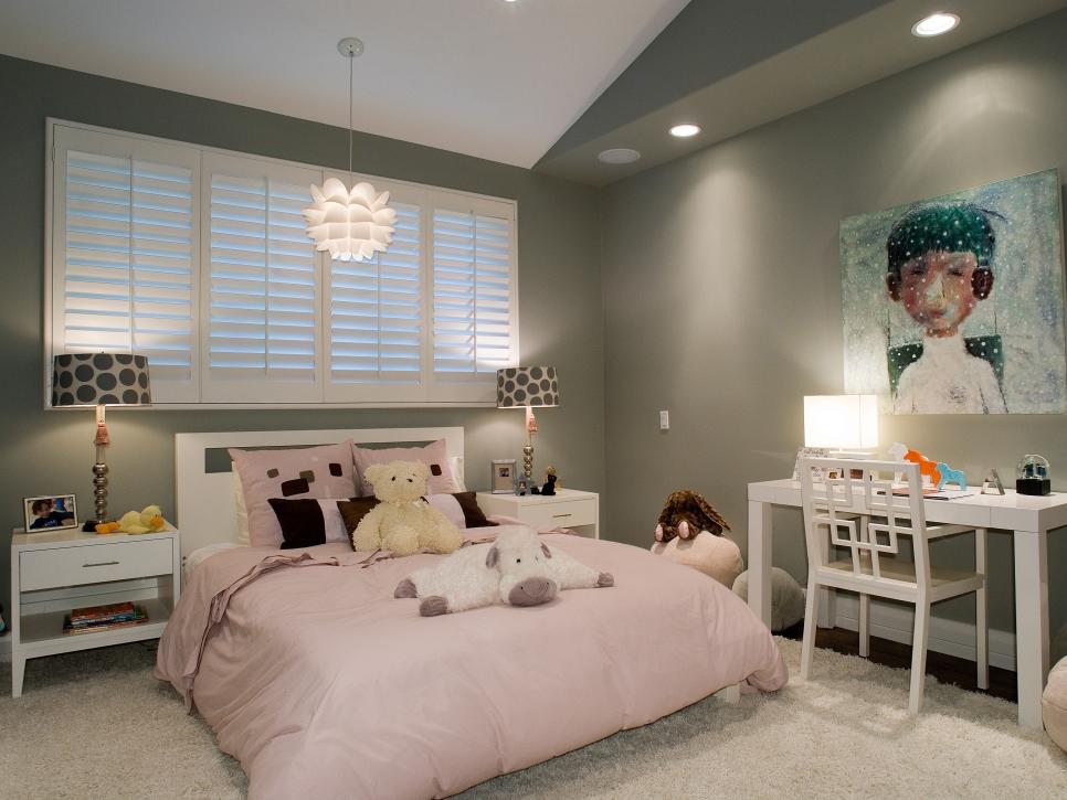 2-Simple design in pink and grey-youth bedroom Girls