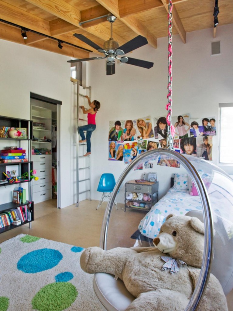 8-designer children's room with hanging armchair-children's room youth bedroom