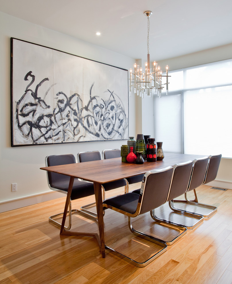 Modern wooden table on hardwood floor-dining Tables