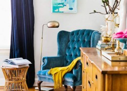corner furniture reading nook brown furnitures cozy blue chair and lamp