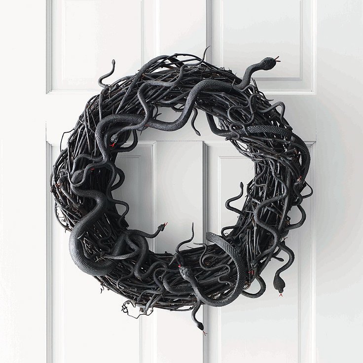 Halloween Door Decoration Ideas Halloween Wreath Black Snake Wreath