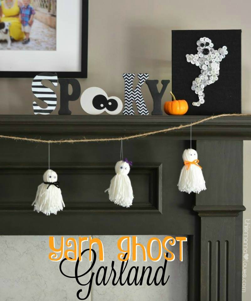 Halloween Gerland Ideas Ghost Gerland above fireplace