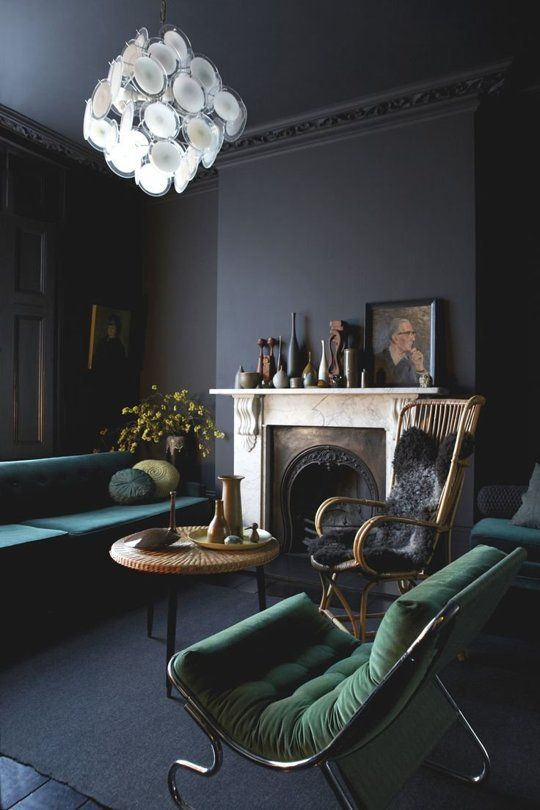 Mystical Darkness Fall Interior Design Trends Ideas Dark Green Chair Swinging Chair