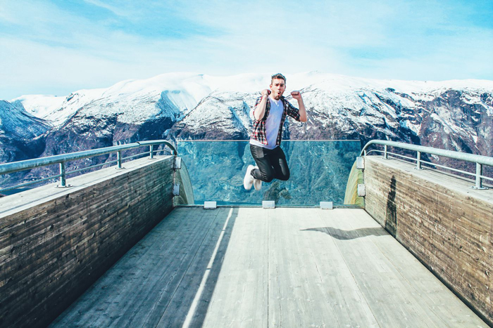 The-Fjords,-Norway-Man-Jumping-Selfie-Selfies-Selfie-take-a-selfie-the-selfie-best-selfie-selfie-stick