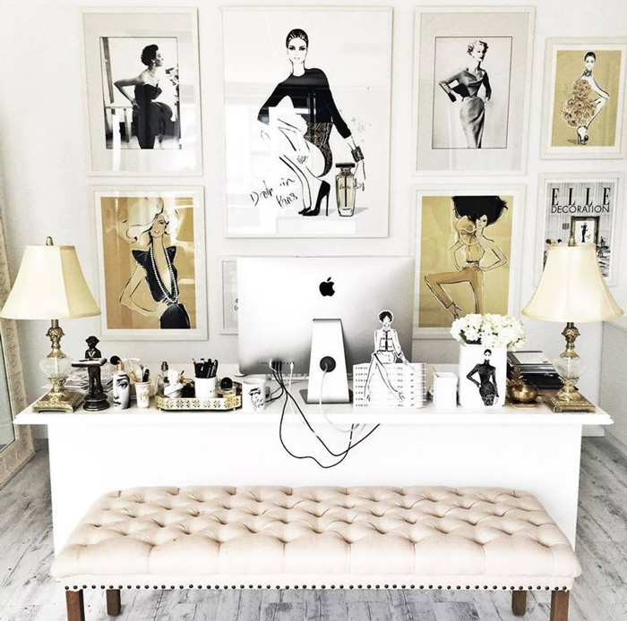 Fabulous Feminine Home Office Design Ideas PRE TEND Be Curious Travel   Feminine Home Office Modern Feminine Worplace Models On The Wall Apple Bright Office 