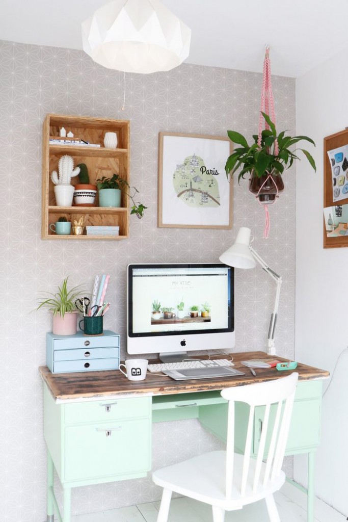 Feminine-Office-Pastel-Green-Desk-Pastel-Colors-Bright-Workspace-home-office-feminine-home-office-home-office-ideas-home-office-desk-home-office-design