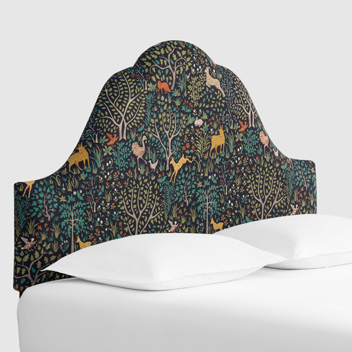 Floral-Upholstered-headboard-Green-Headboard-Modern-Headboard-White-Bed-Interesting-Headboard