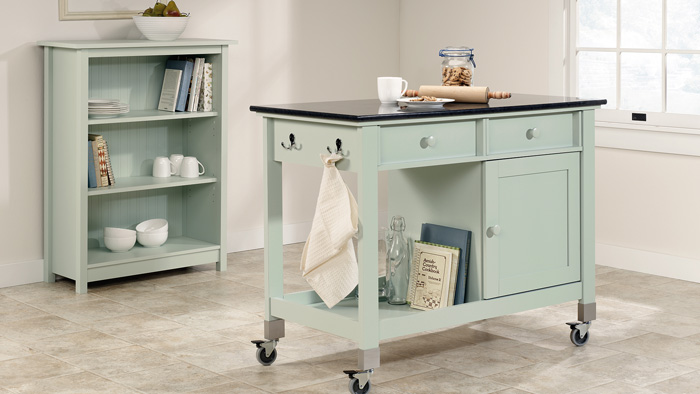 Pastel-Colored-Small-KItchen-Island-on-Wheels