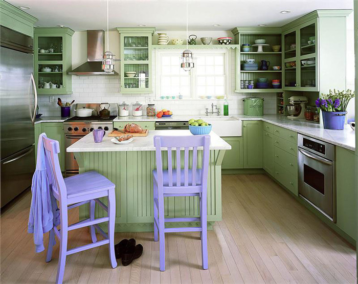 Green-Purple-Kitchen--paint-colors-purple-kitchen-chairs-pastel-green-kitchen-fresh-kitchen