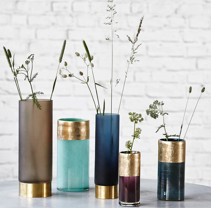 original coloured-glass-and-brass-vases-living-room-decorations-modern-vases-blue-vase-decorative-vase