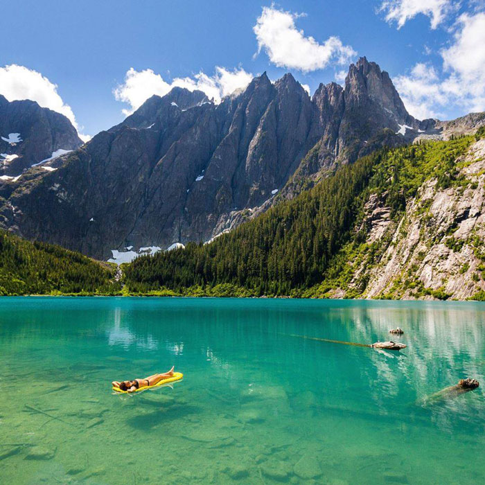 Woman-Swiming-British-Columbia-Canada-Mountain-Vacation