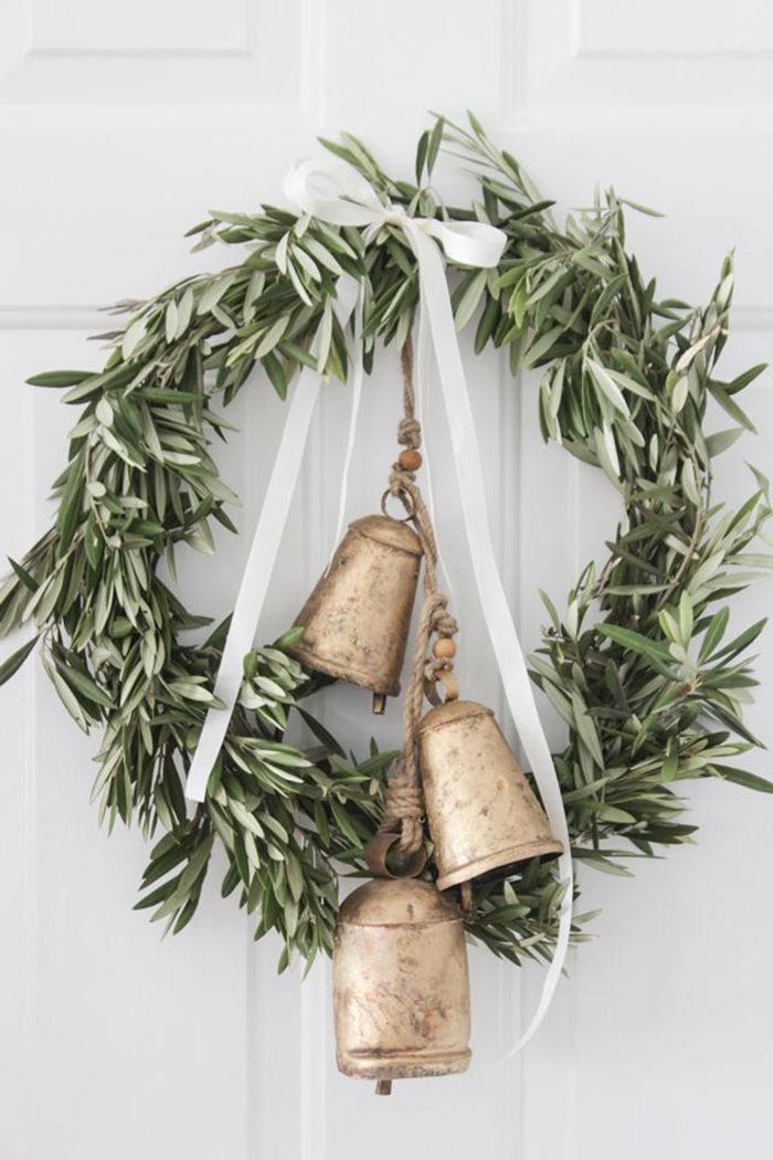 DIY-Christmas-Door-Decor-Olive-Branch-Bells